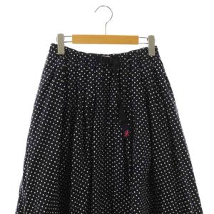 GRAMiCCi ビームスボーイ別注 ドット ロングスカート フレアスカート F ネイビー ホワイト /DF OS