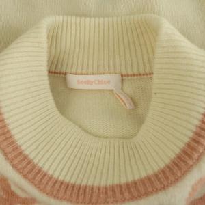 SEE BY CHLOE 柄 クルーネック ニット セーター 長袖 M ホワイト ピンク /MY OS