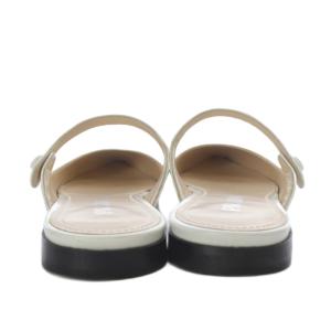 PRADA ミュール パンプス フラット ポインテッドトゥ ストラップ レザー 35 ホワイト /YO27