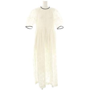 ×翁安芸 袖ボリュームカットジャガードワンピース 38 アイボリー ブラック /CX OS