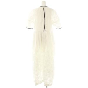 DESIGNWORKS ×翁安芸 袖ボリュームカットジャガードワンピース 38 アイボリー ブラック /CX OS