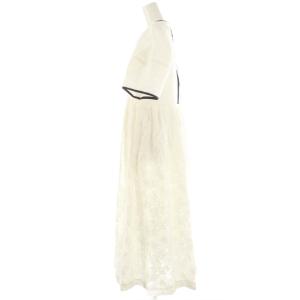 DESIGNWORKS ×翁安芸 袖ボリュームカットジャガードワンピース 38 アイボリー ブラック /CX OS