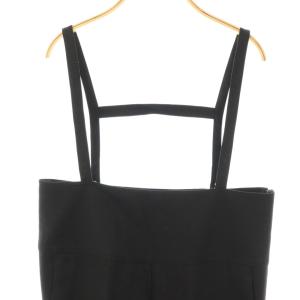 yori 24SS ドライツイードサロペット オーバーオール 38 ブラック /CX OS