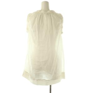 BLAMINK ギャザー ノースリーブシャツ 麻 リネン 36 白 ホワイト /AT OS