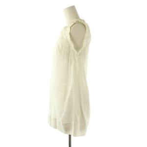 BLAMINK ギャザー ノースリーブシャツ 麻 リネン 36 白 ホワイト /AT OS