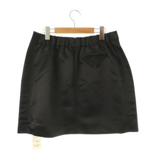 yori シロコン 23AW PONYサテンショートスカート フレア 膝丈 38 黒 ブラック /AT OS