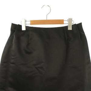 yori シロコン 23AW PONYサテンショートスカート フレア 膝丈 38 黒 ブラック /AT OS