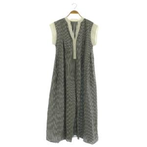 テントラインシャツワンピース ロング 半袖 ストライプ F ブラック /MY OS