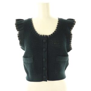 25SS クロシェニットミニジレ ベスト ラメ F チャコール シルバー色 /ES OS