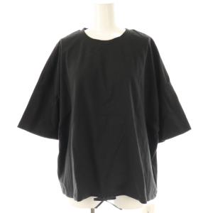25SS ギャザーヘムショートスリーブTシャツ カットソー 五分袖 F ブラック /HK OS