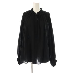 25SS コットンボイルエアリーギャザーブラウス シャツ F ブラック /DF OS