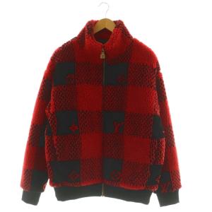 ダミエフリースジャケット S レッド ブラック