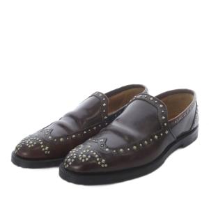 studded cordovan shoe slip on ローファー スリッポン レザー 7 ダークブラウン