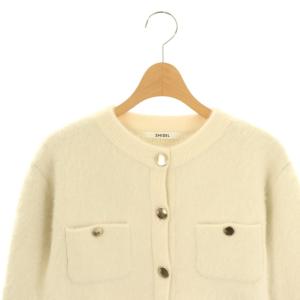 SNIDEL 24AW フォックスファーニットジャケット ノーカラー F 白 ホワイト /AT OS SH