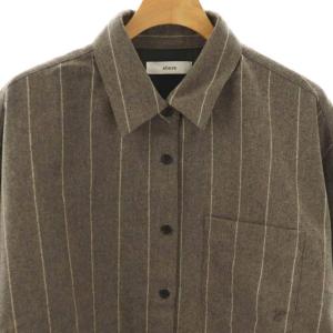 ebure ウールフランネルクロップドシャツ 38 グレージュ