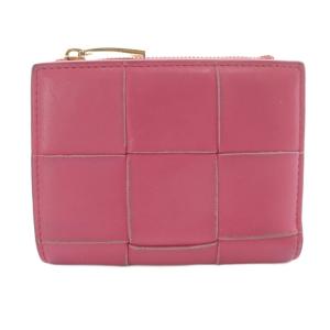 BOTTEGA VENETA イントレチャート コンパクトウォレット 二つ折り財布 レザー ピンク /SR OH