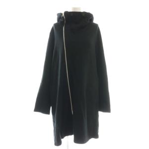 ジップアップ フード ワンピース ひざ丈 M ブラック /DF OS