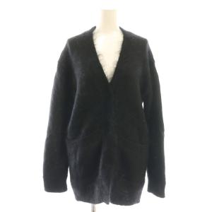 モヘヤ混 カーディガン ニット シャギー 黒 ブラック /AT OS