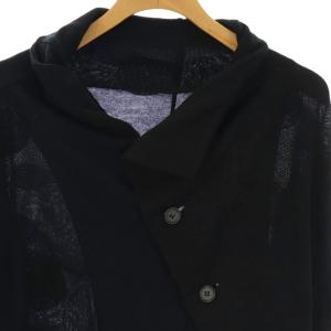 Y's ボトルネックヘムカーディガン ニット ドット 2 ネイビー 紺 ブラック 黒 /CX OS