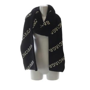 BALENCIAGA マフラー ロゴ バイカラー ブラック ホワイト /YO22 OH