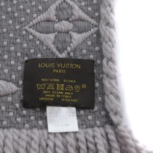 LOUIS VUITTON エシャルプ ロゴマニア マフラー シルク混 グレー M74742