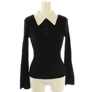 24AW ポロカラーリブニットプルオーバー セーター 長袖 F 黒 ブラック /AT OS SH