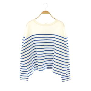 25SS ファインコットンスムースボーダープルオーバー ニット カットソー 長袖 ブルー ホワイト /HK