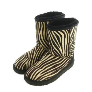 UGG australia ムートンブーツ ショートブーツ ゼブラ柄 US7 24.0cm ブラウン 茶色 アイボリー 1002790