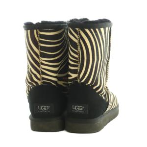 UGG australia ムートンブーツ ショートブーツ ゼブラ柄 US7 24.0cm ブラウン 茶色 アイボリー 1002790