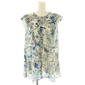 24SS ドローイングボタニカルノースリ ブラウス 総柄 38 グレー /AT OS