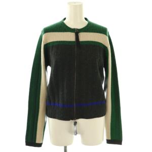 ジップアップ ニット セーター 長袖 40 緑 グリーン グレー /AT OS