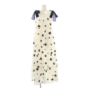 24SS ショルダーリボンエンブロイダリーワンピース マキシ ロング 0 白 ホワイト /AT OS