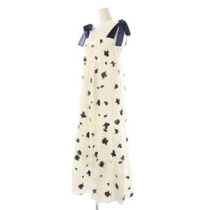 SNIDEL 24SS ショルダーリボンエンブロイダリーワンピース マキシ ロング 0 白 ホワイト /AT OS