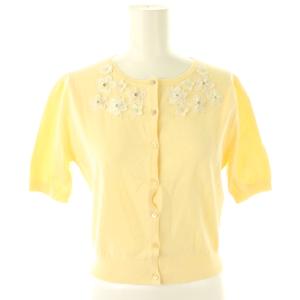 TRUMPET FLOWER KNIT カーディガン ニット クルーネック XS 黄 イエロー /AT
