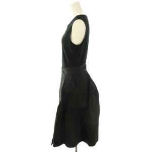 FOXEY NEW YORK ドッキングワンピース 膝丈 ノースリーブ 40 黒 ブラック /AT OS