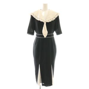Betty Dress セーラーカラー ワンピース ロング M ブラック ホワイト /DF OS