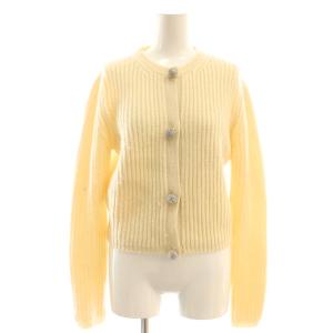 ビジューボタン カシミヤ カーディガン 38 アイボリー