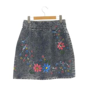 miumiu ペイント デニムスカート 台形スカート ミニ 40 ネイビー /DF OS