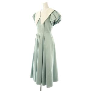 SNIDEL ボリュームフレアワンピース サテン ロング 0 ミント /DF OS