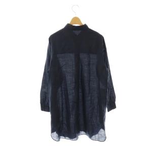 MACKINTOSH LONDON ラミーリネン長袖ロングシャツ 前開き 38 ネイビー 紺色 /CX OS
