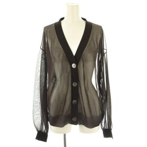 23SS Sheer Cardigan シアーカーディガン ニット Vネック ブラウン /DF OS