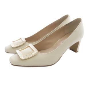 スクエアトゥ パンプス レザー スクエアトゥ 24cm ベージュ /SR