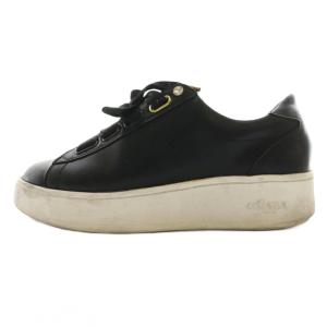 プラス + 超軽量リボンスニーカー 厚底  US7.5 24.5cm 黒 ブラック 白 ホワイト HE45556