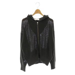 24SS ギマコットンフーディ ニット パーカー ジップアップ グレー /HK OS