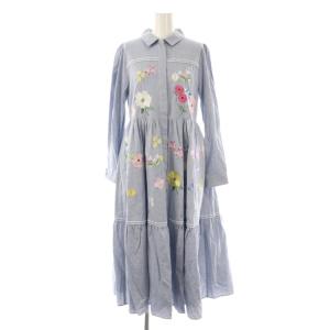 フラワーバード刺繍シャツワンピース 1 ブルー マルチカラー /ES OS