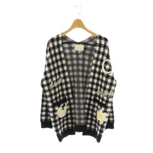 カレッジテイストカーディガン ニット チェック F ブラック /HK OS