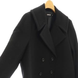 DKNY レザー切替コート チェスター アウター ラムレザー ウール 4 黒 ブラック /CX OS