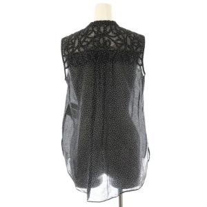 ANAYI ドットプリントバテンレースブラウス ノースリーブ 36 黒 ブラック /AT OS