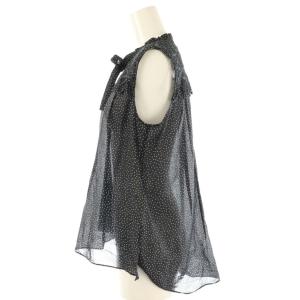 ANAYI ドットプリントバテンレースブラウス ノースリーブ 36 黒 ブラック /AT OS