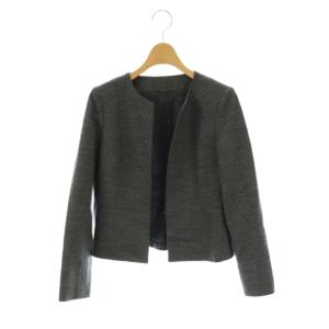 ウール ノーカラージャケット 34 グレー /HK OS